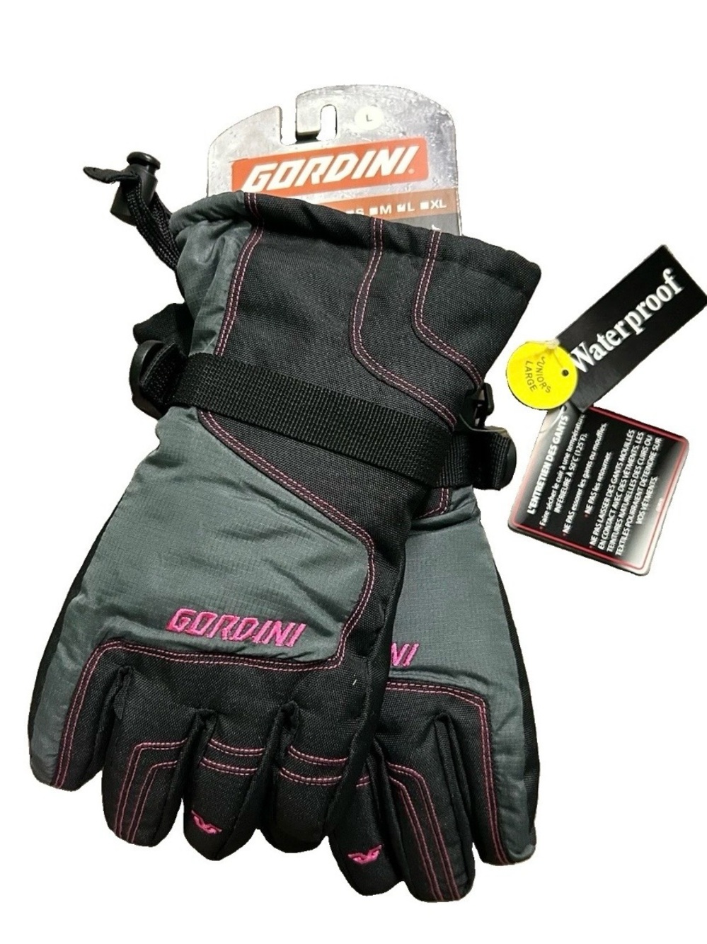 NWT Gordini Juniors Black Waterproof Winter Gloves Size Large